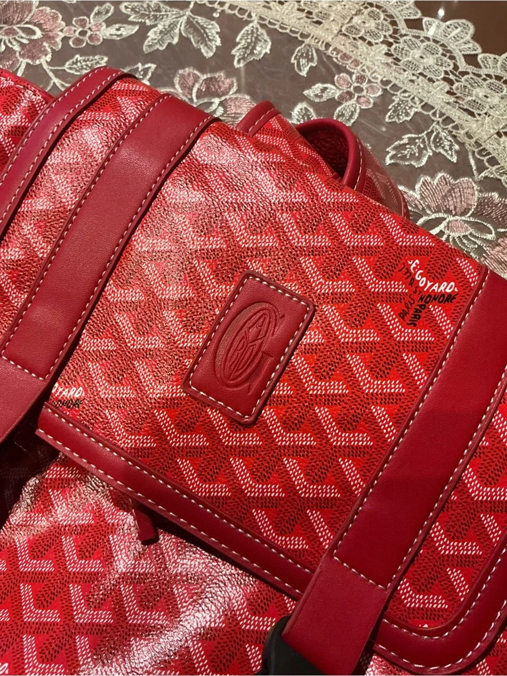 Goyard Red Leather Backpack